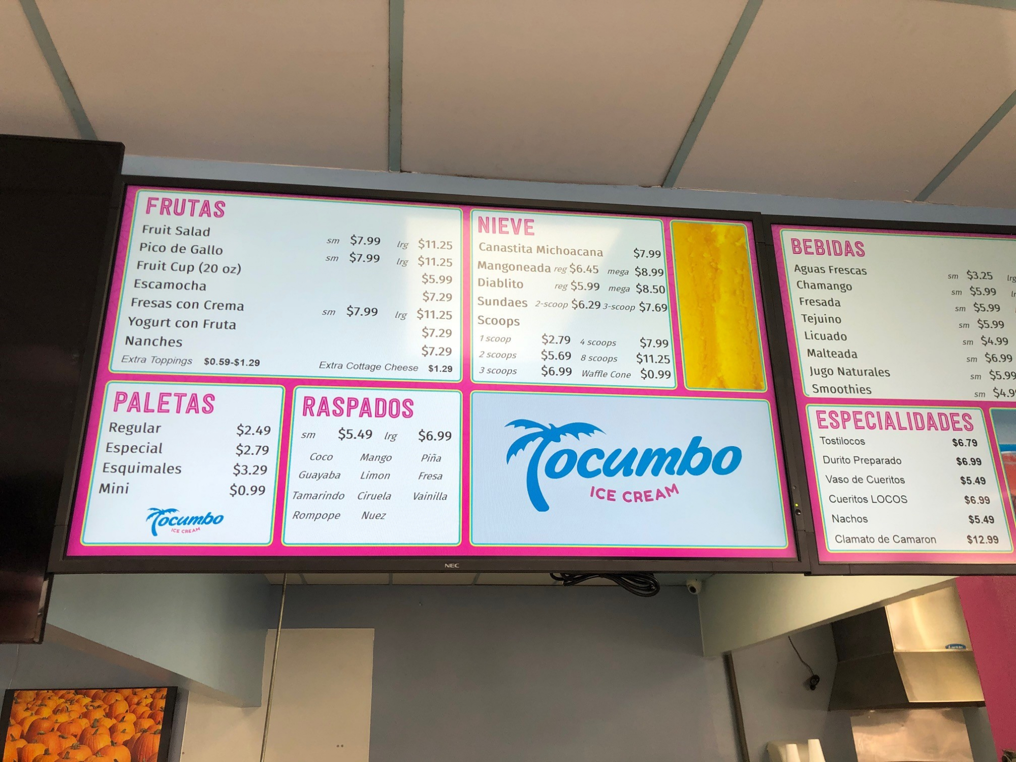 Tocumbo Ice Cream Digital Menu Boards