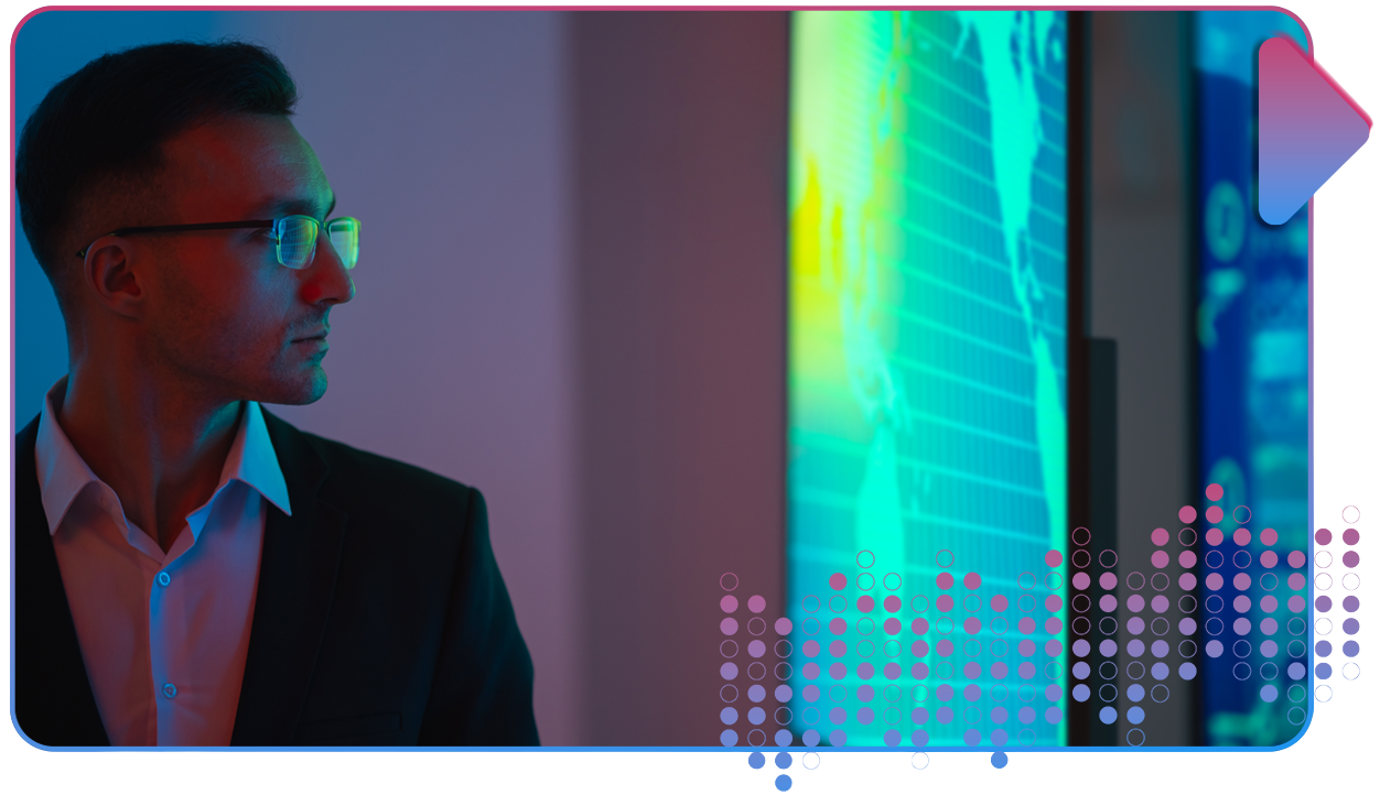 man looking at digital screen